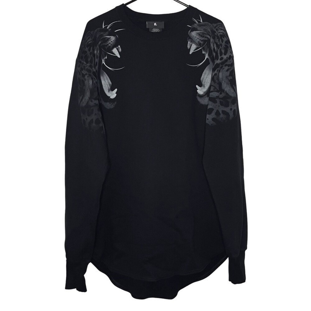 Irr Lu Mens Sweatshirt XL Black Pullover Long Crew Leopard Toronto Streetwear